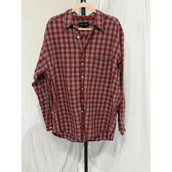 Eddie Bauer Flannel Shirt Mens Size XL Tall 100% Cotton Long Sleeve Red Plaid - Picture 2 of 16
